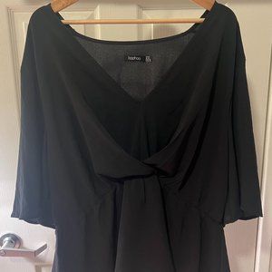 Boohoo Black Babydoll Shirt, US 18/UK 22